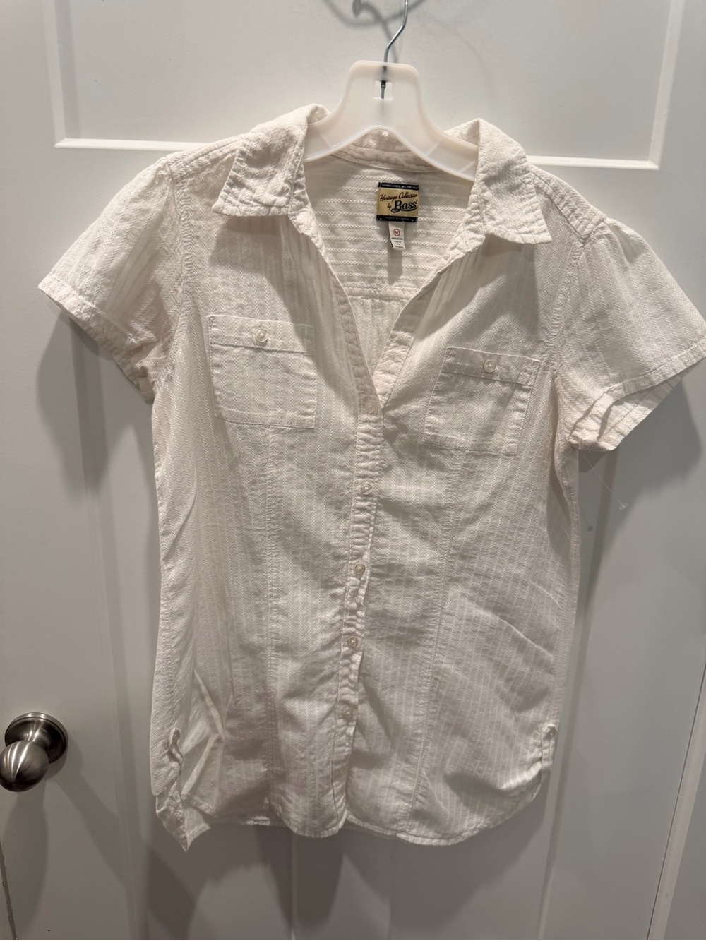 G.H. Bass Heritage Medium White Cotton Textured Button Down Shirt